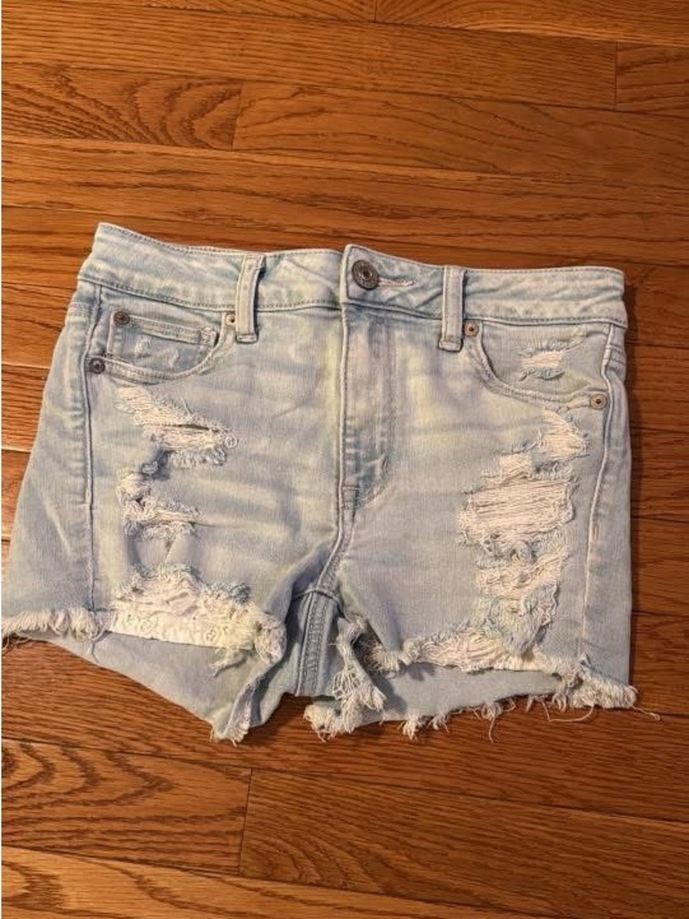 American Eagle Outfitters Light Blue Distressed Denim Shorts